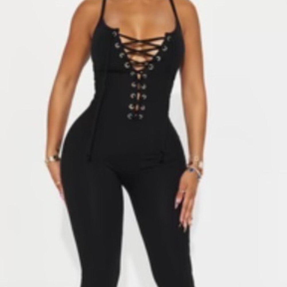 What's Going On Jumpsuit - Black Size: M